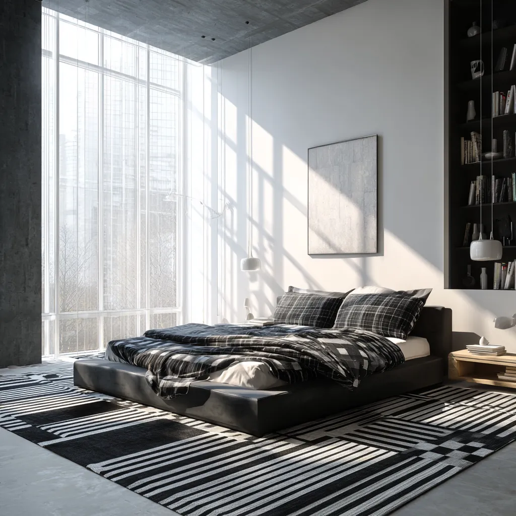 High contrast black and white room decor