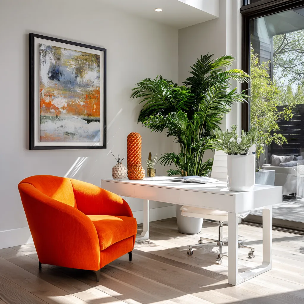 Vivid green plants improving cognitive focus