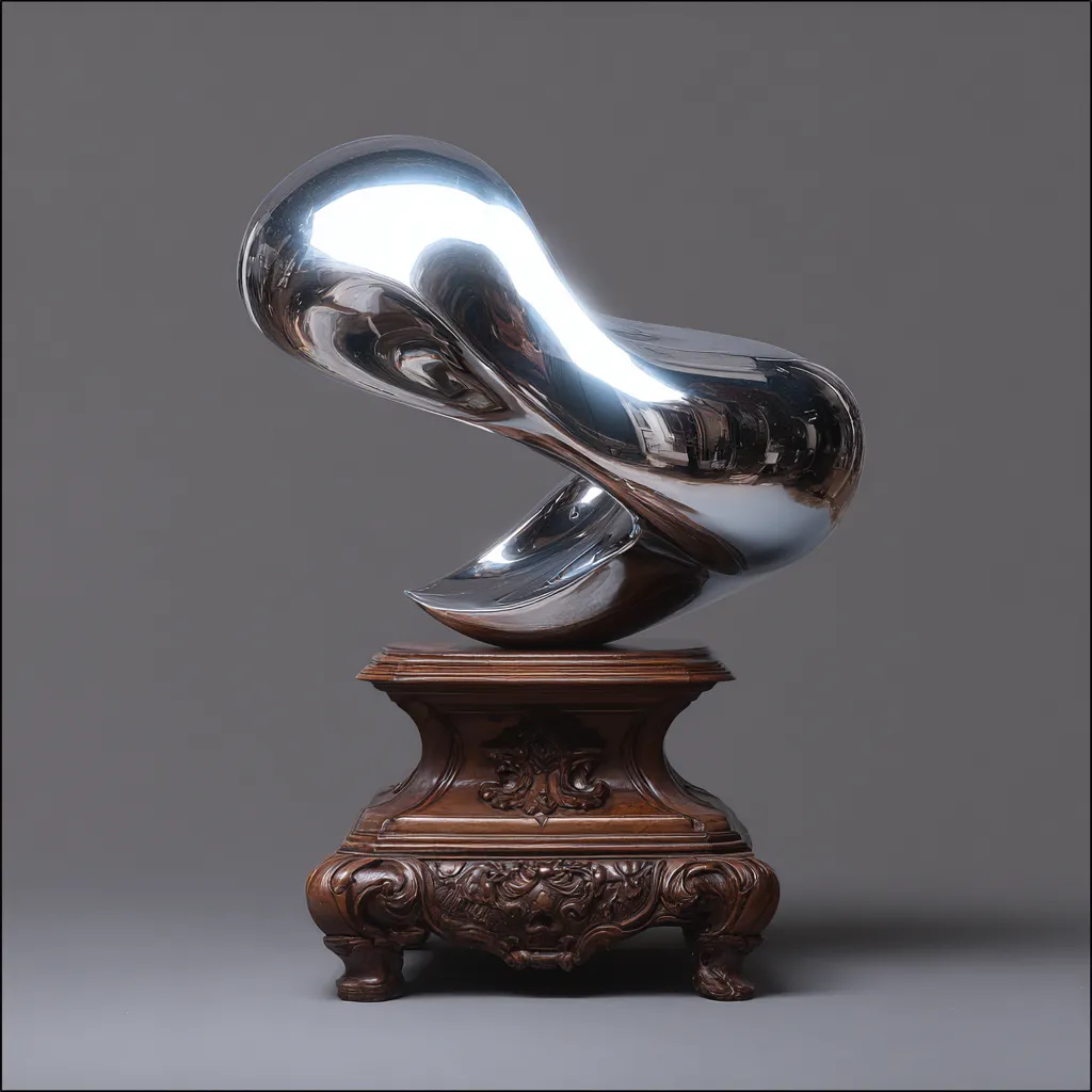 Corner space highlighting ultra modern art paired with antique wood furniture