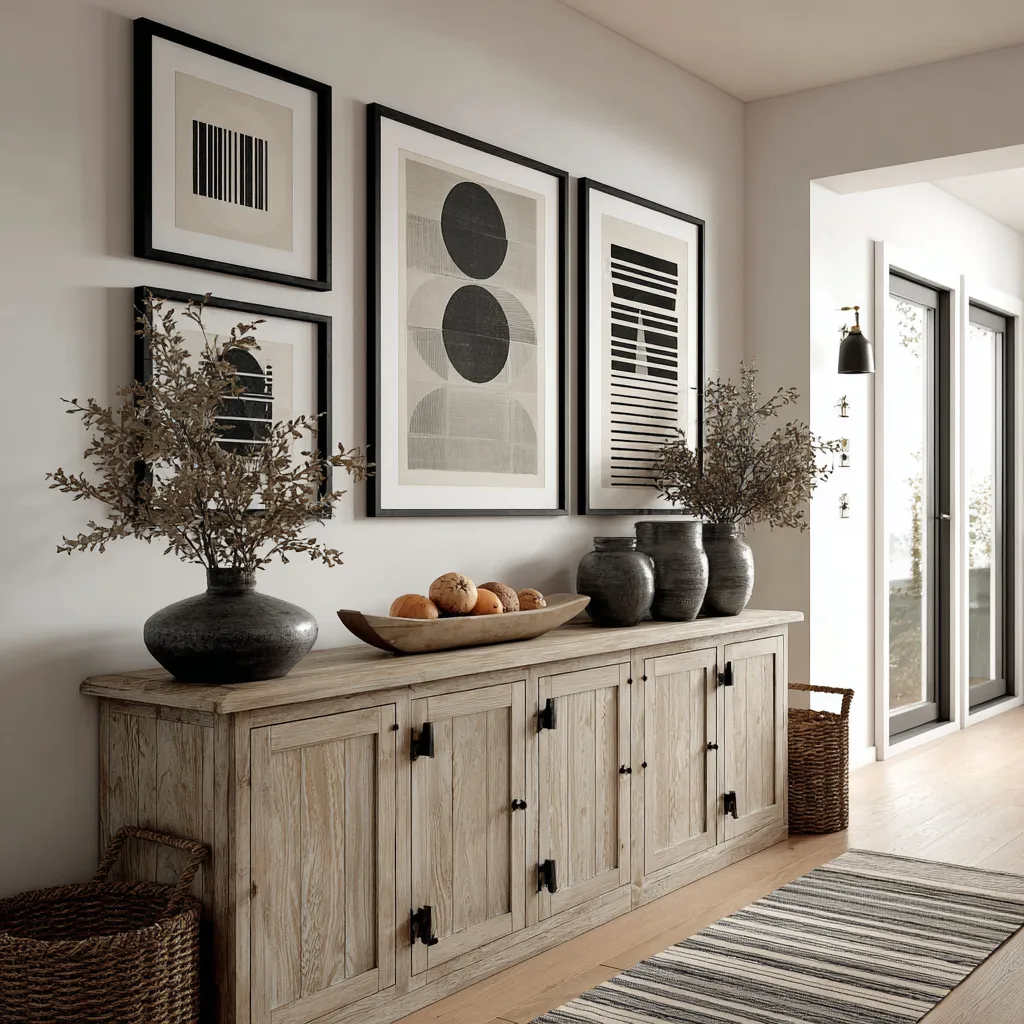 The Secret To Mixing Ultra Modern Art With Antique Wood Furniture