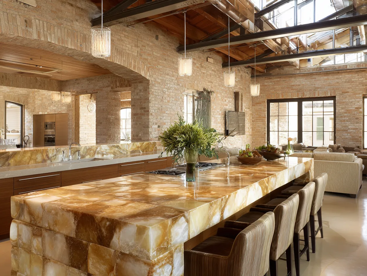 The Secret To Using Reclaimed Stone For A Modern Kitchen Island