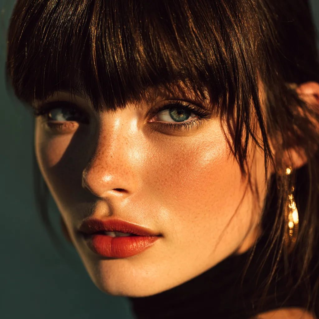 sheer fringe highlighting a heart shaped face