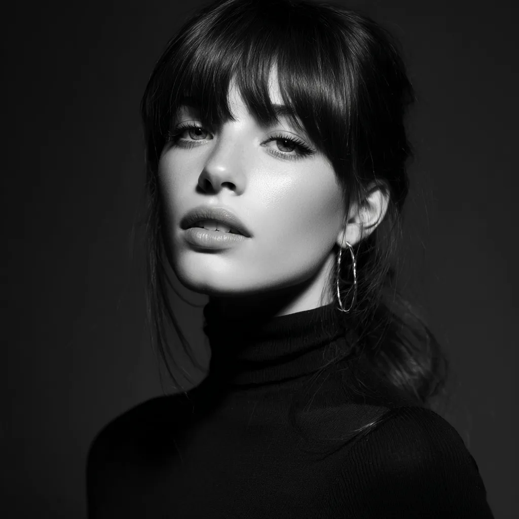 flattering wispy fringe for sharp facial features