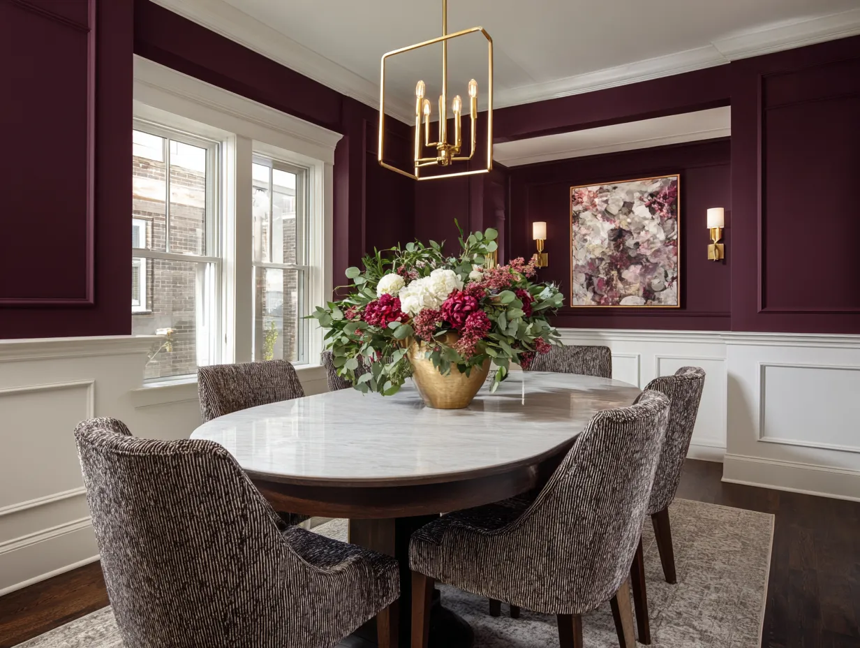 deep wine shade dining walls