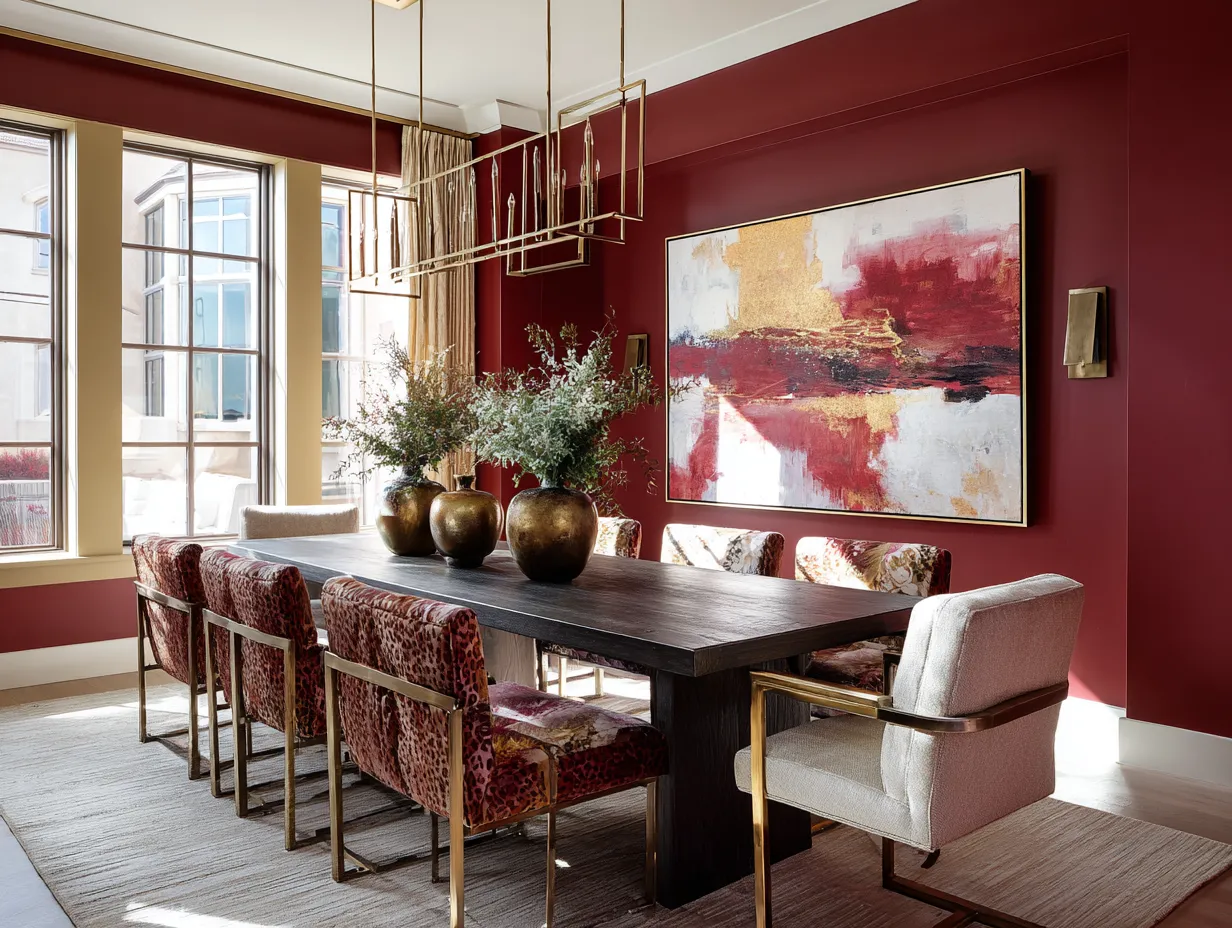 rich burgundy wall design