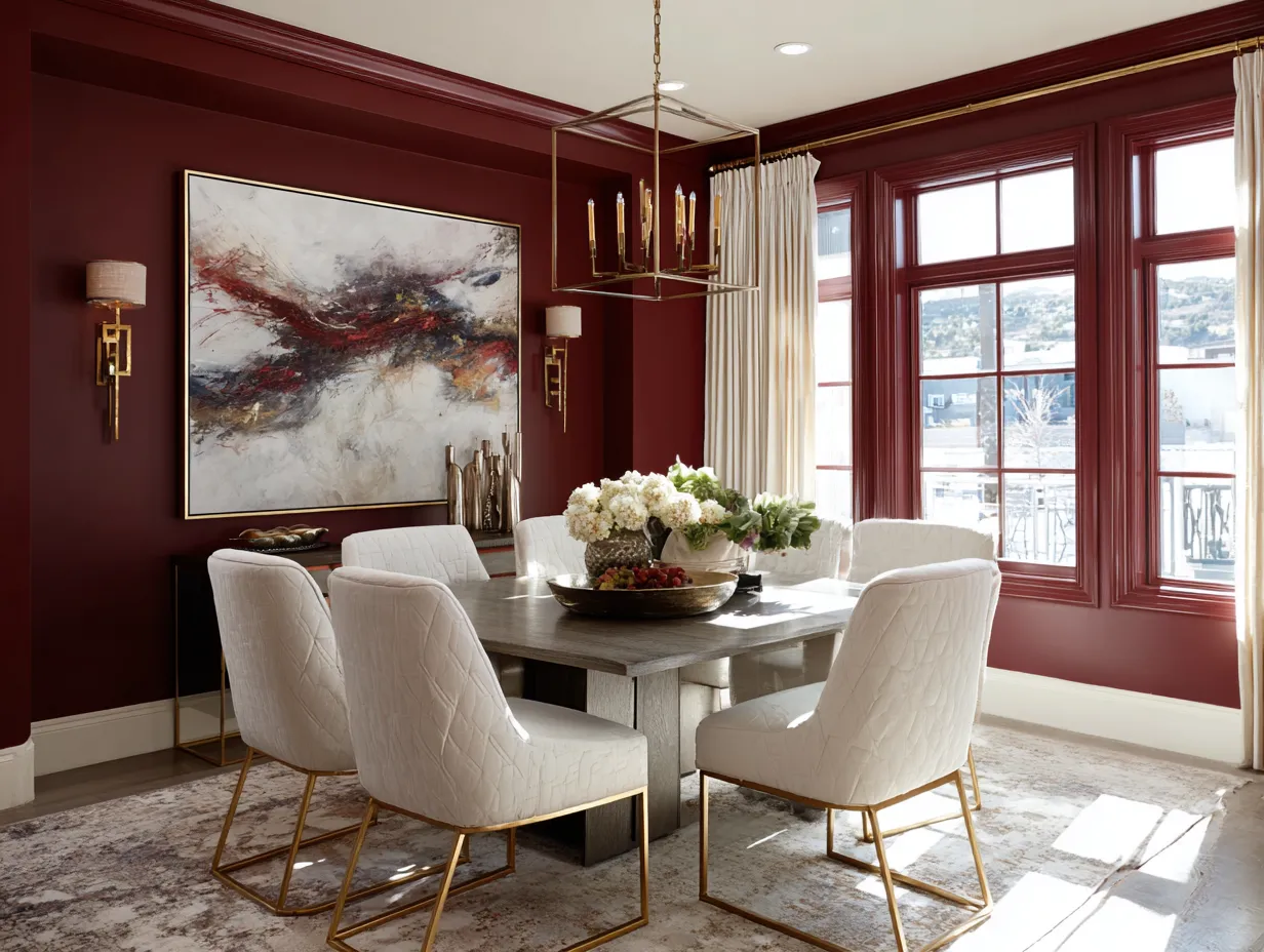 dark red dining walls