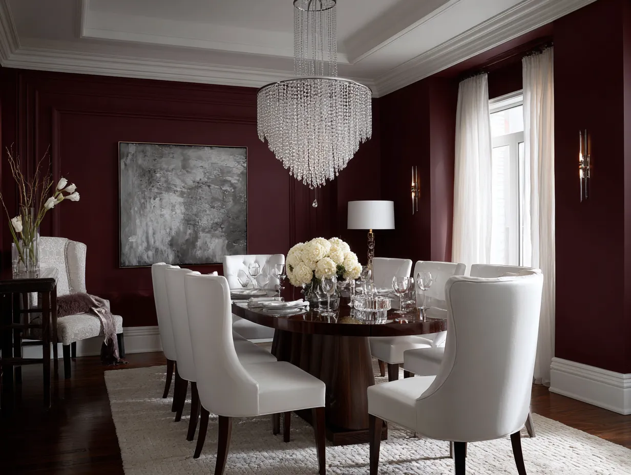 elegant wine colored dining room