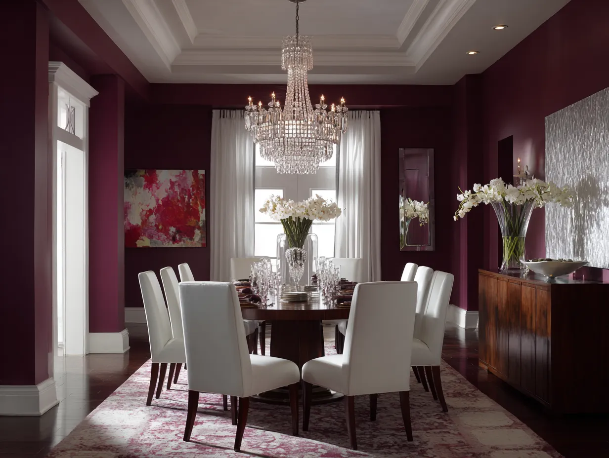 sophisticated rich red dining interior