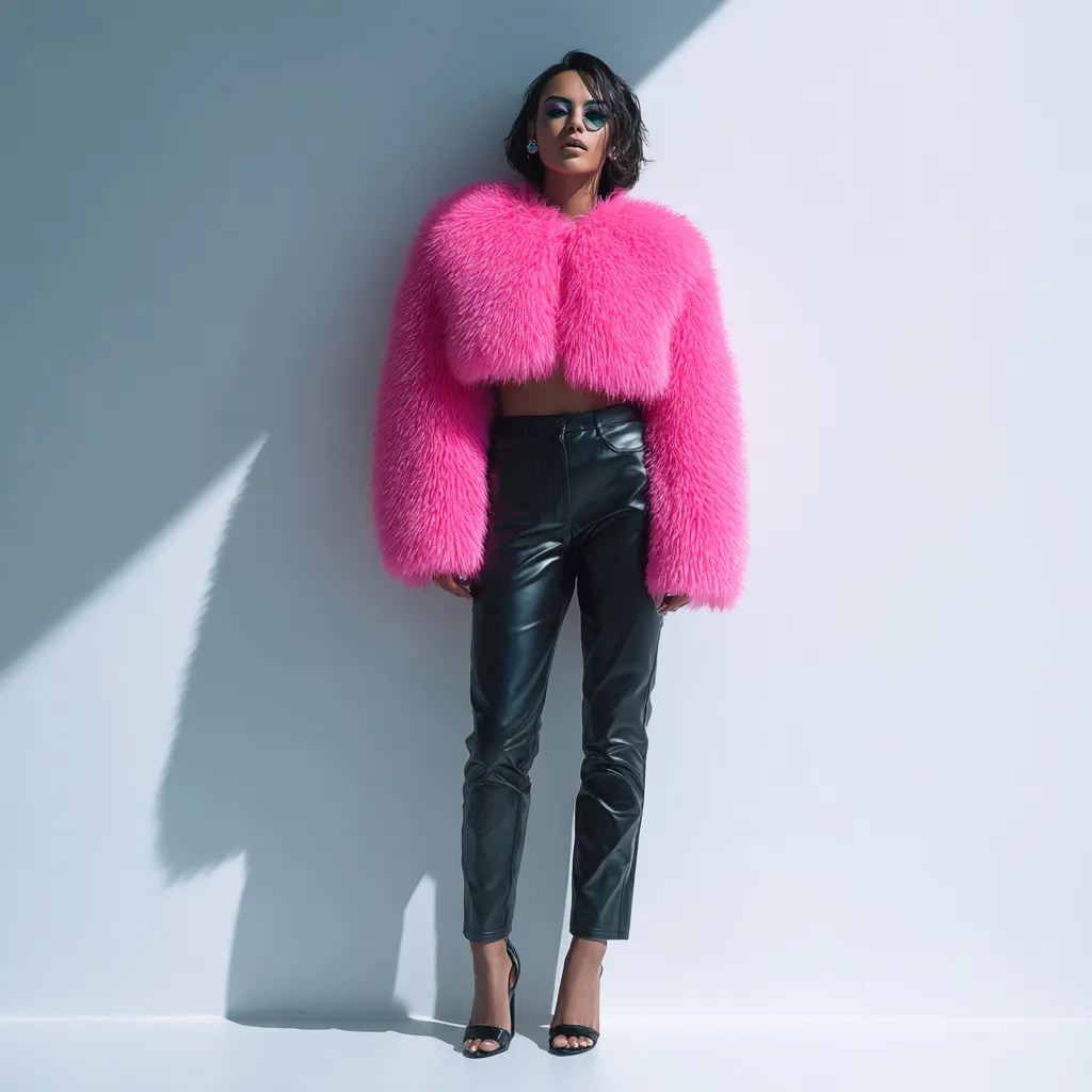 Leather and fur edgy style for women