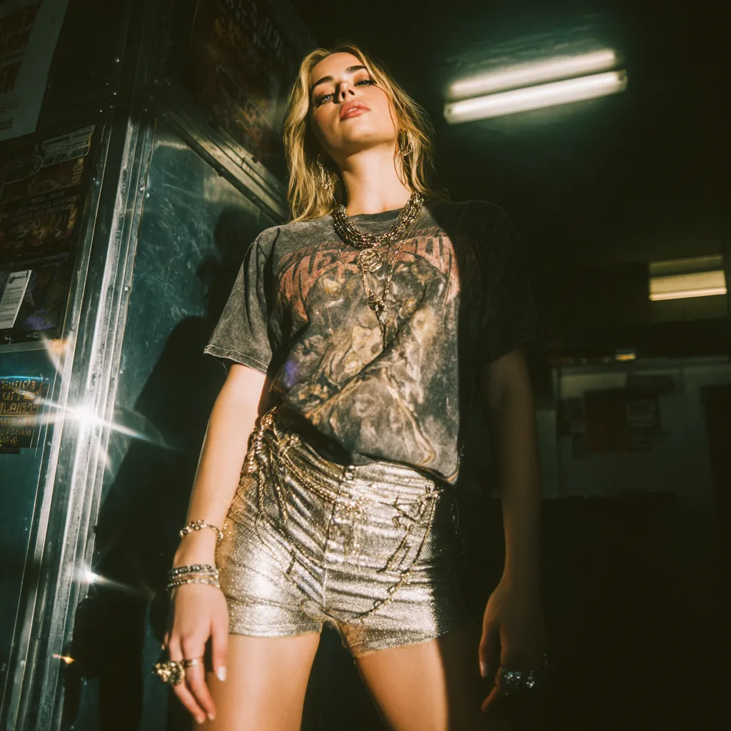 Modern indie sleaze revival photoshoot style