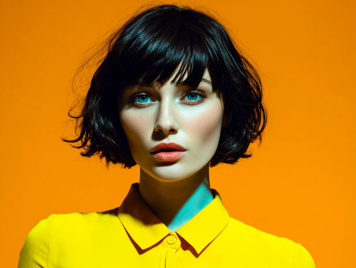 Short bob with delicate skinny bangs