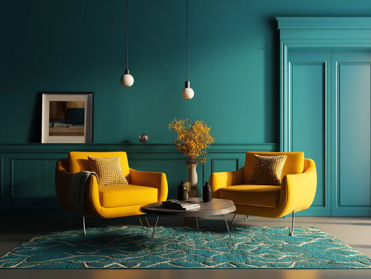 Styling bright room decor with bold paint choices