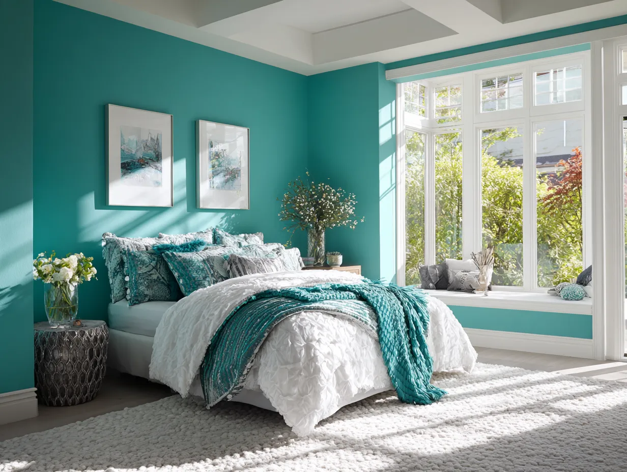  Vivid bright paint color in a master bedroom design