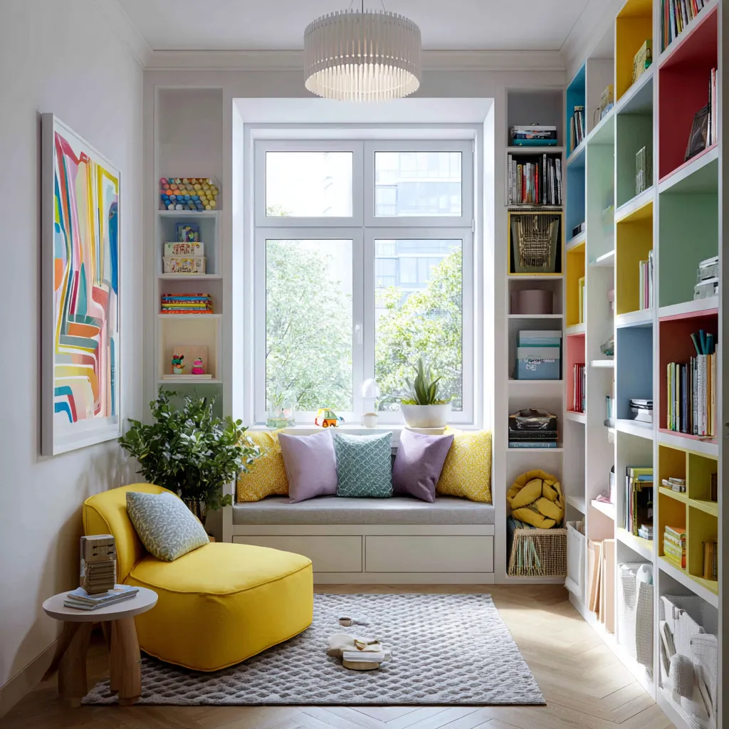 modern kids bedroom interior with bright colors