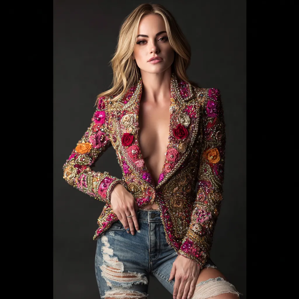 Super sexy standing pose demonstrating a chic wardrobe build