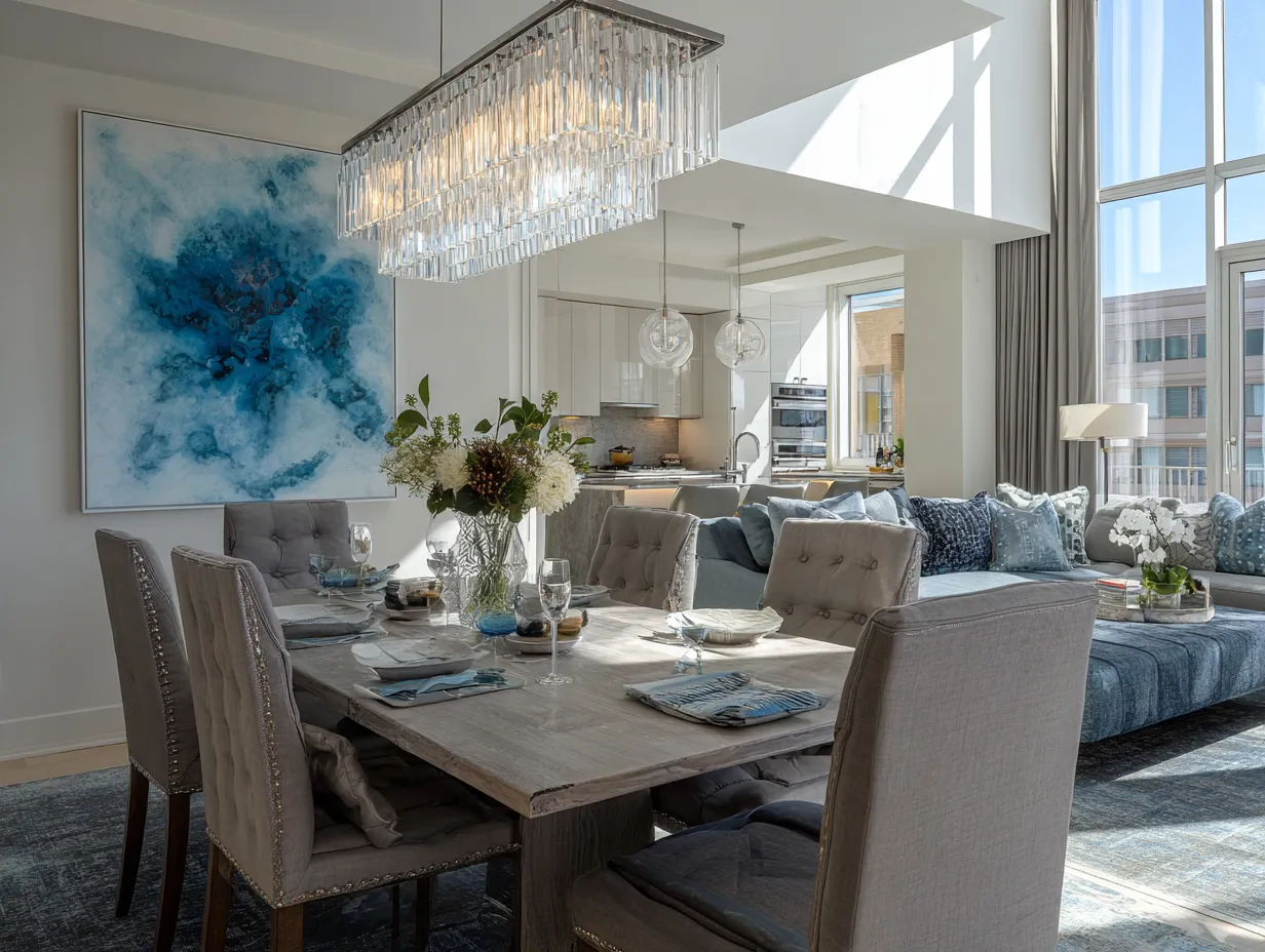 Harmonious interior design using cool and warm tones