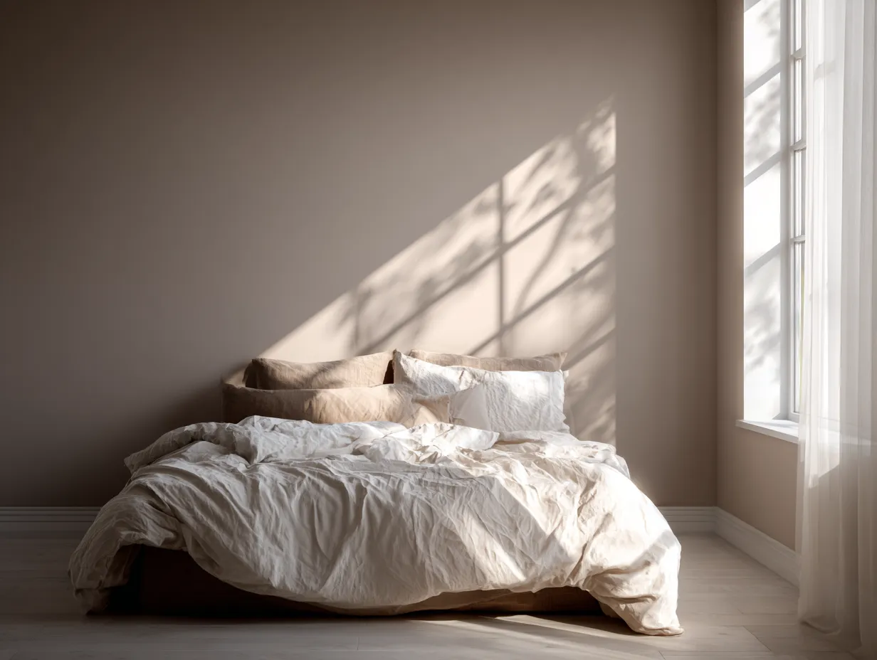 Taupe painted walls in a bright living space