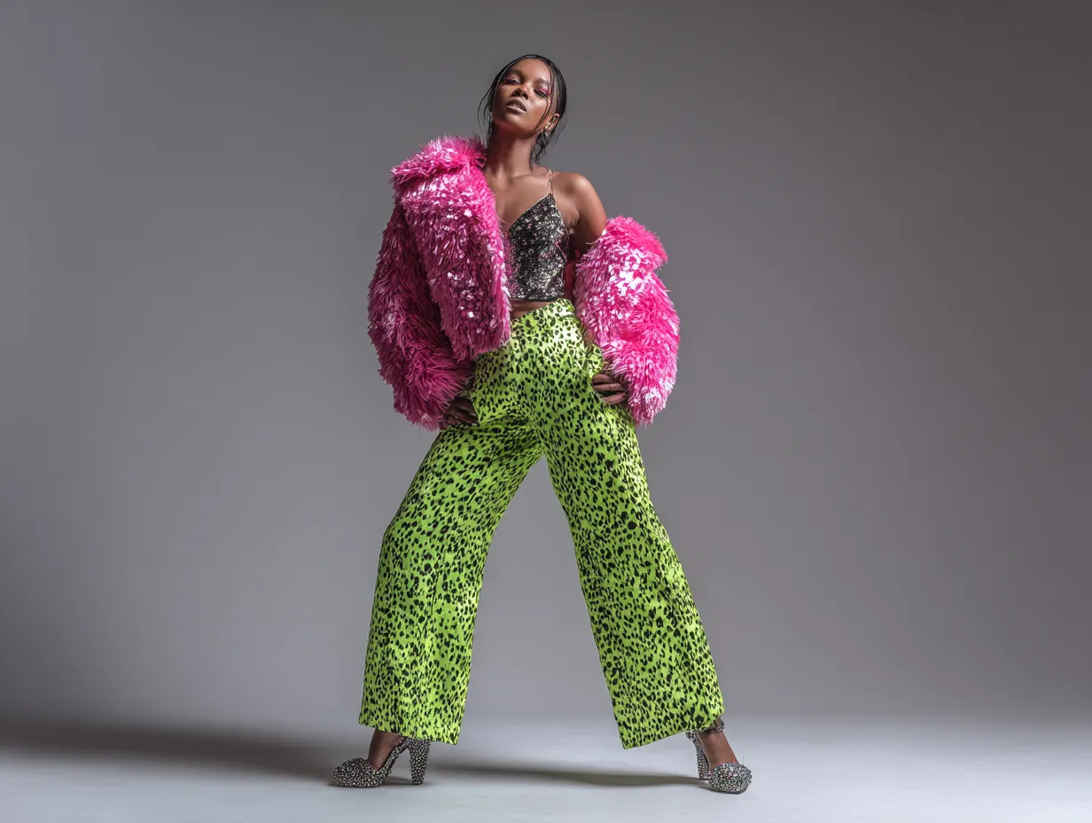 Bold fashion aesthetics featuring animal print and sequins