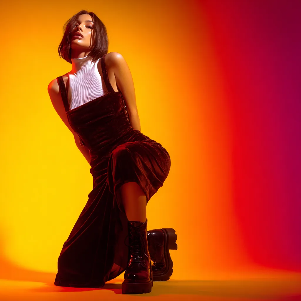 Fashion magazine shoot of modern dark aesthetic layering