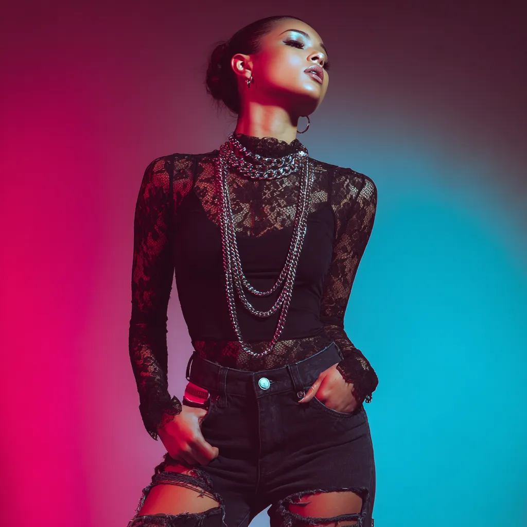 Bright fashion editorial featuring confident alternative style