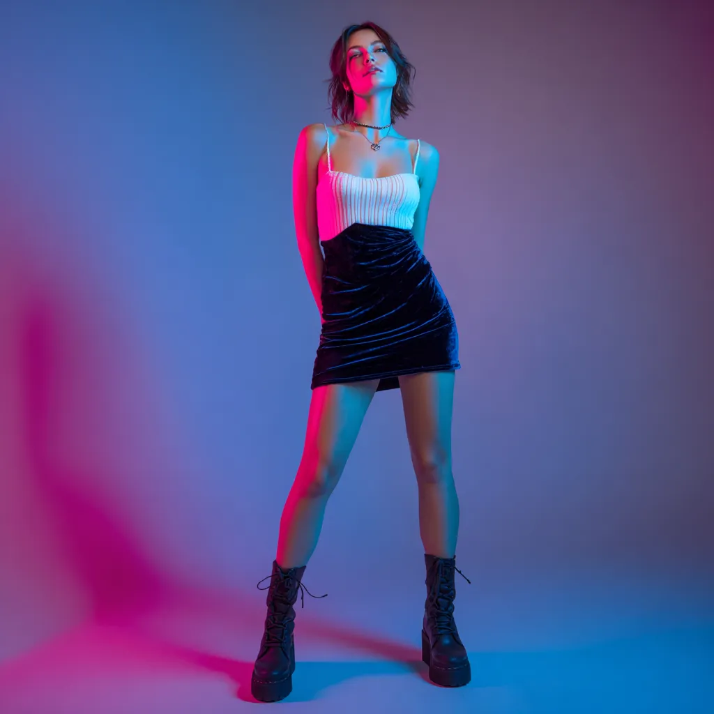 Vibrant high contrast alternative fashion modeling and styling