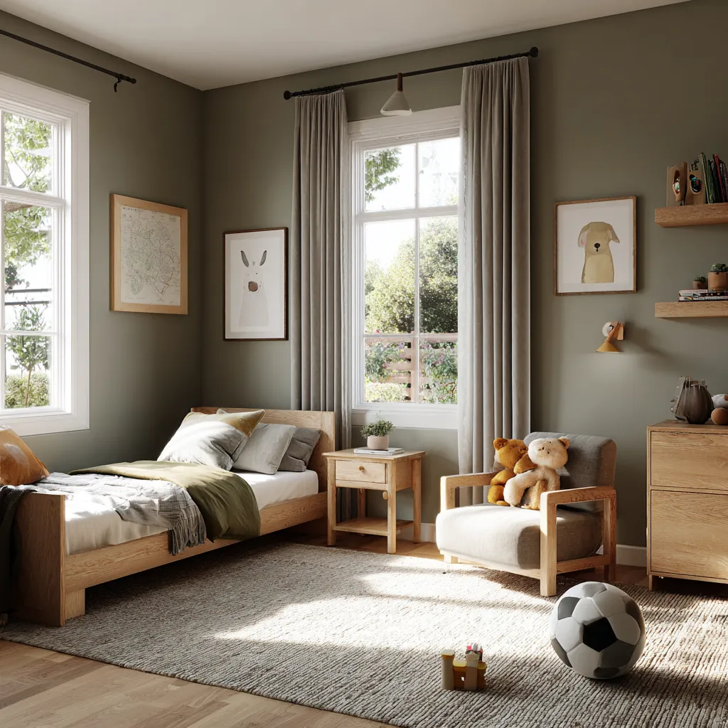 High contrast natural nursery design with earthy colors