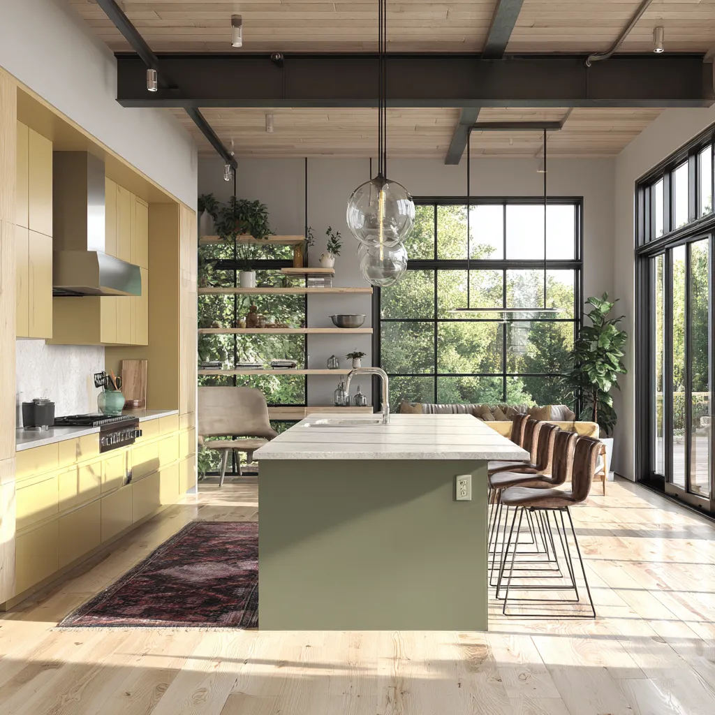 Natural interior styling with wood textures and earthy colors