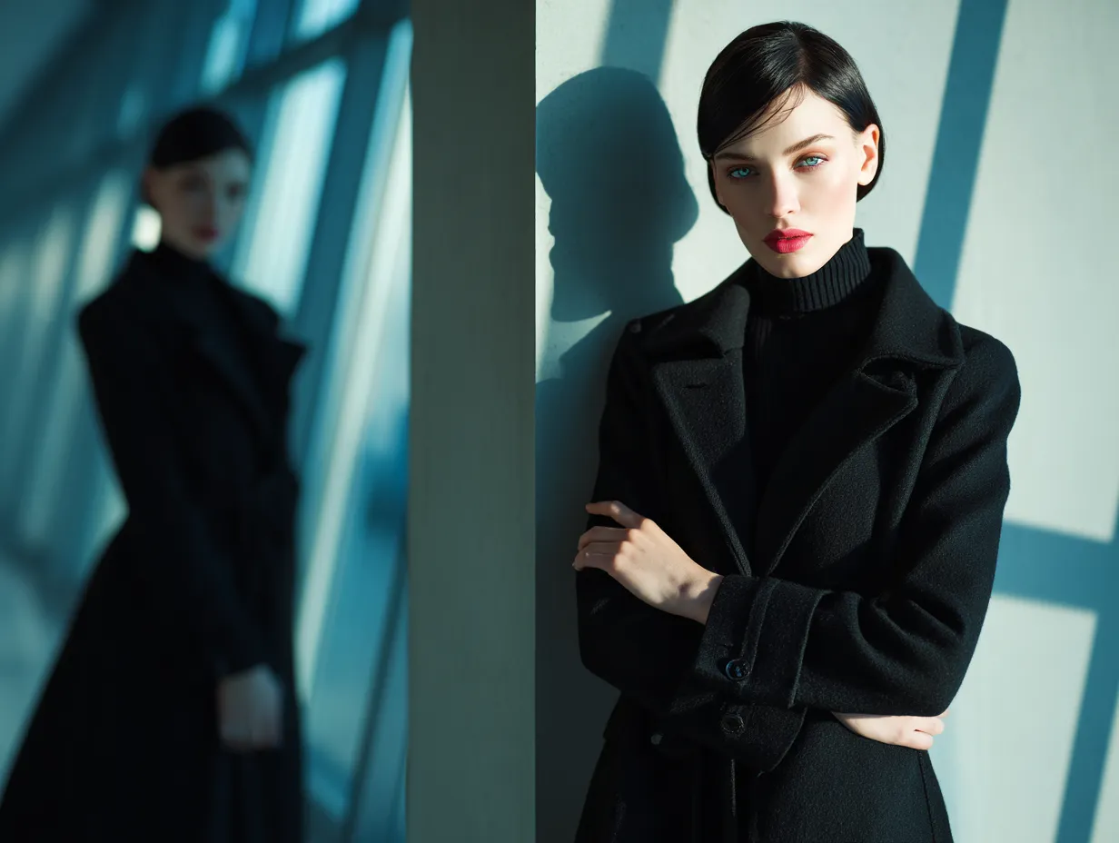 Cashmere coat and knit dress outfit