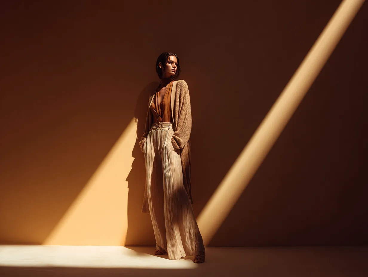 Monochromatic camel and beige fashion