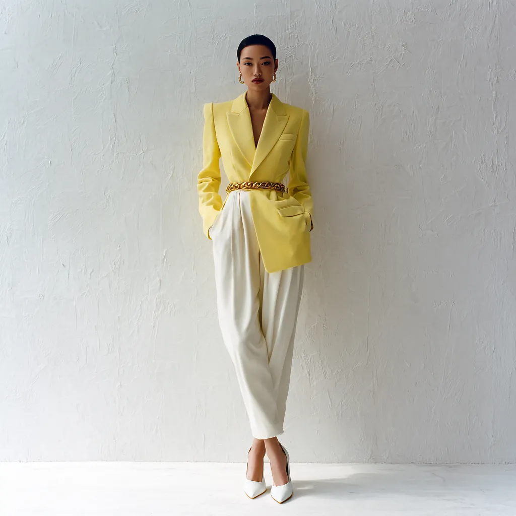 Structured yellow jacket outfit ideas for professional women