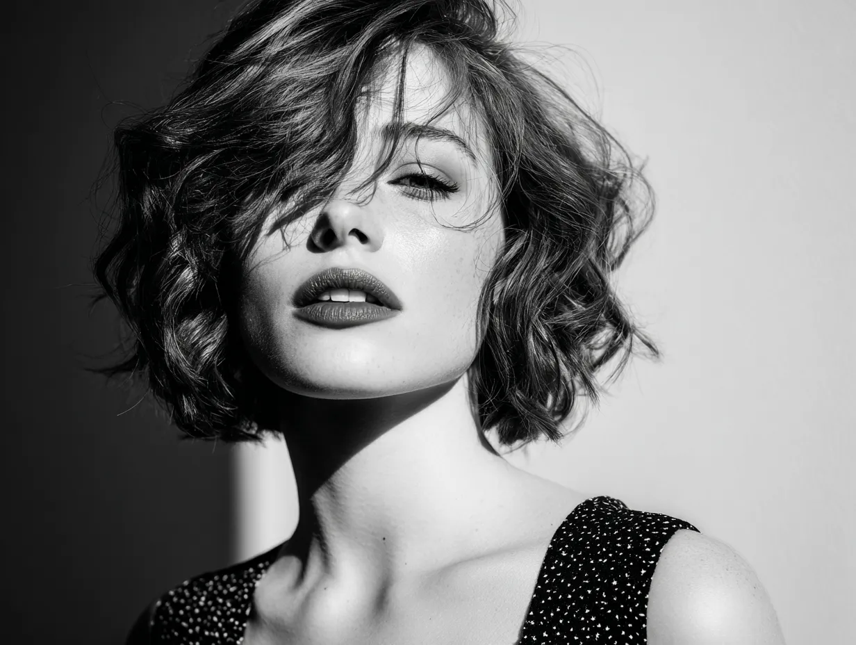 voluminous modern bob hairstyle with waves
