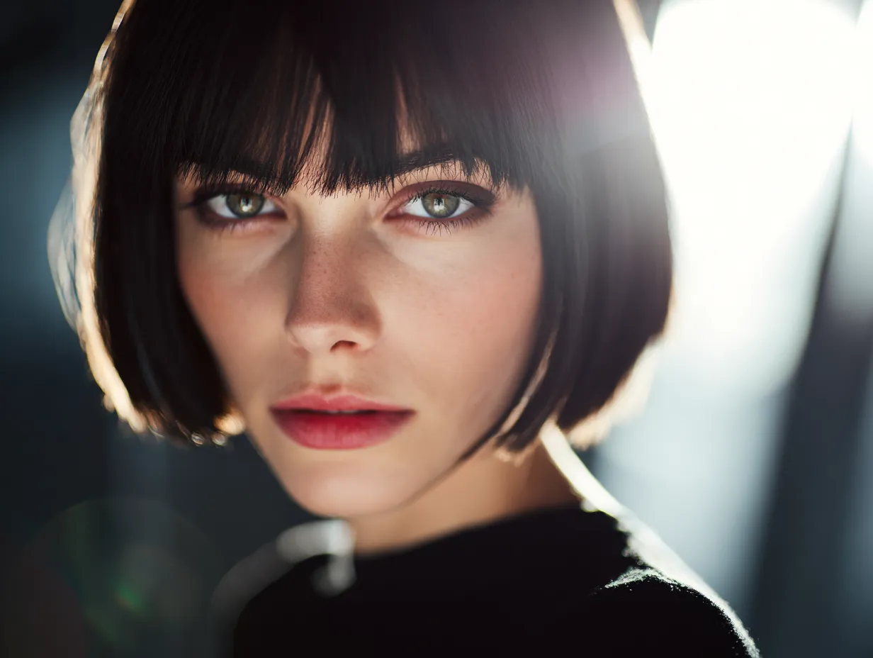 Model with subtle sophistication hair sweeping gracefully