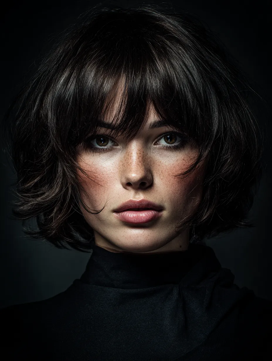 Short soft wolf cut air-dried with natural texture and tousled layers
