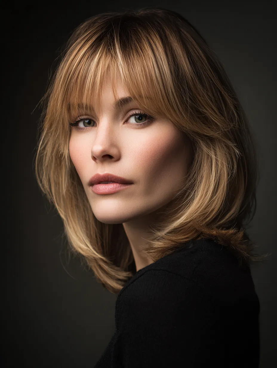 Soft wolf cut with dimensional highlights on fine hair for added depth and volume