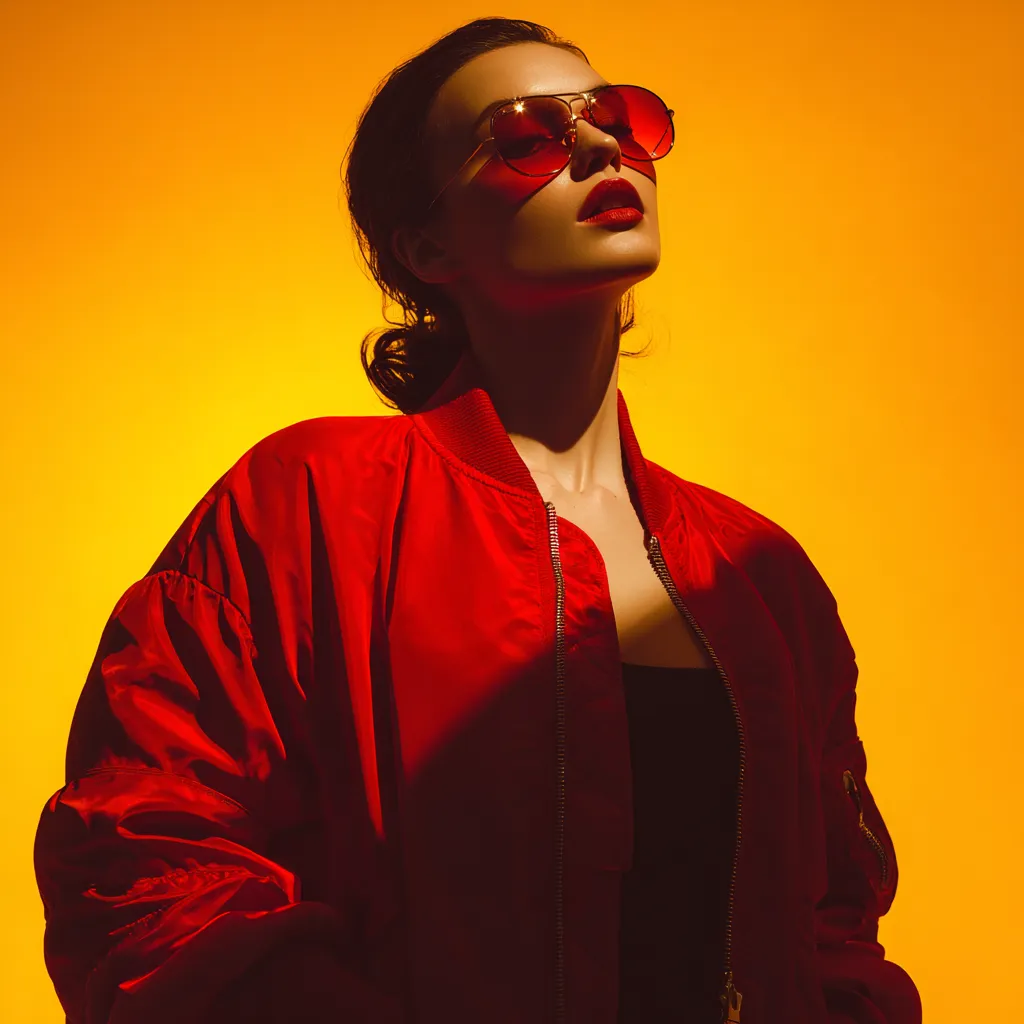 Classic red retro bomber jacket outerwear