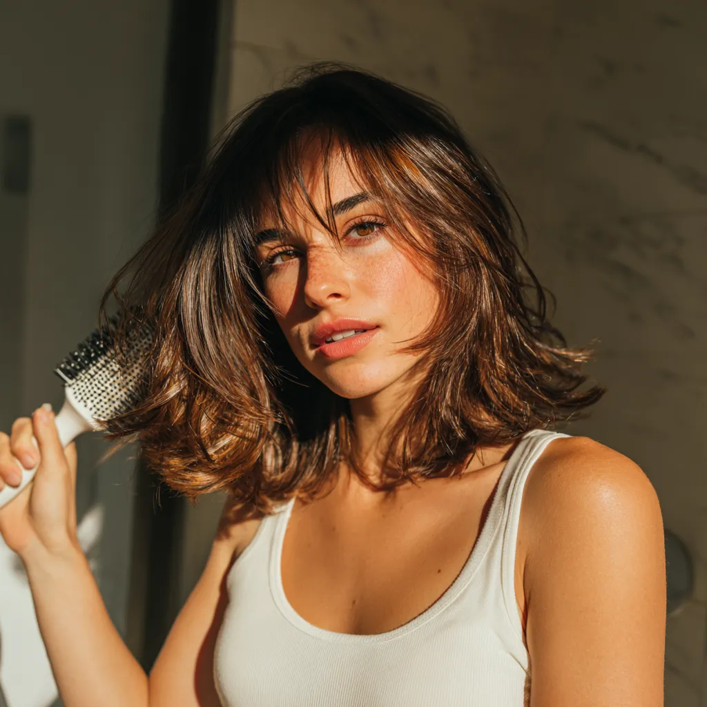 Refreshing Italian bob between wash days with dry shampoo and light heat styling, bright clean photo