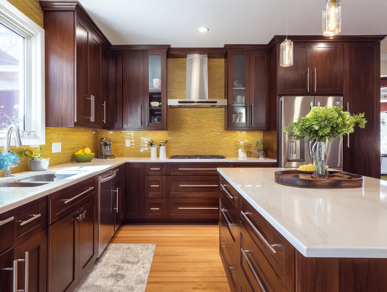 Golden hues in modern kitchen decor