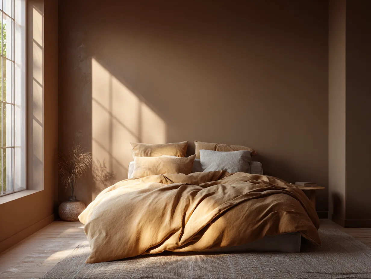 Calming home interior with brown shades