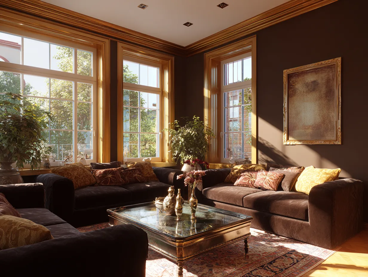 Rich mocha mousse living room decor