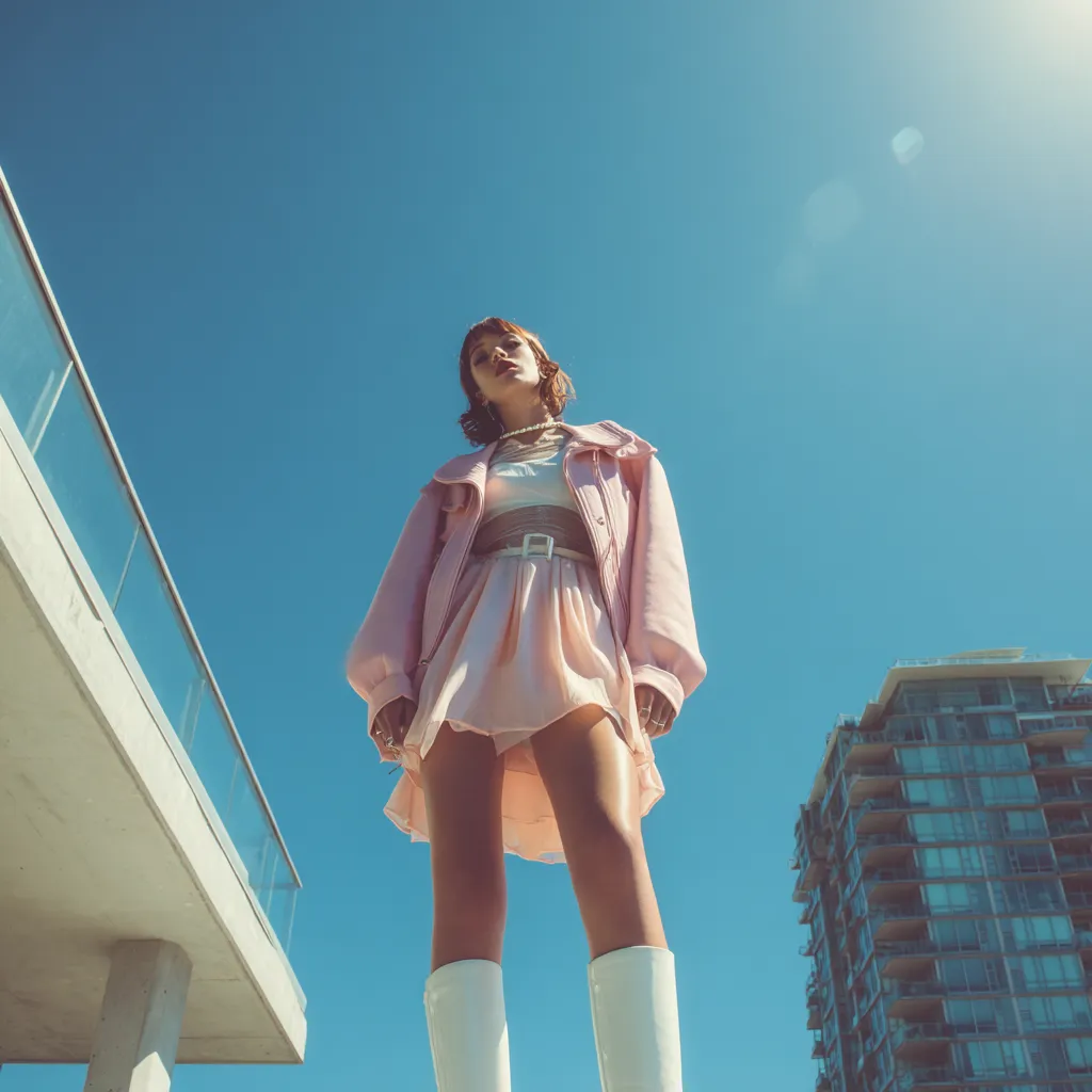 High contrast sunny weather outfit inspiration with layers