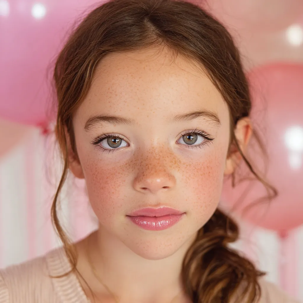 girl with sheer pink lip gloss birthday party look