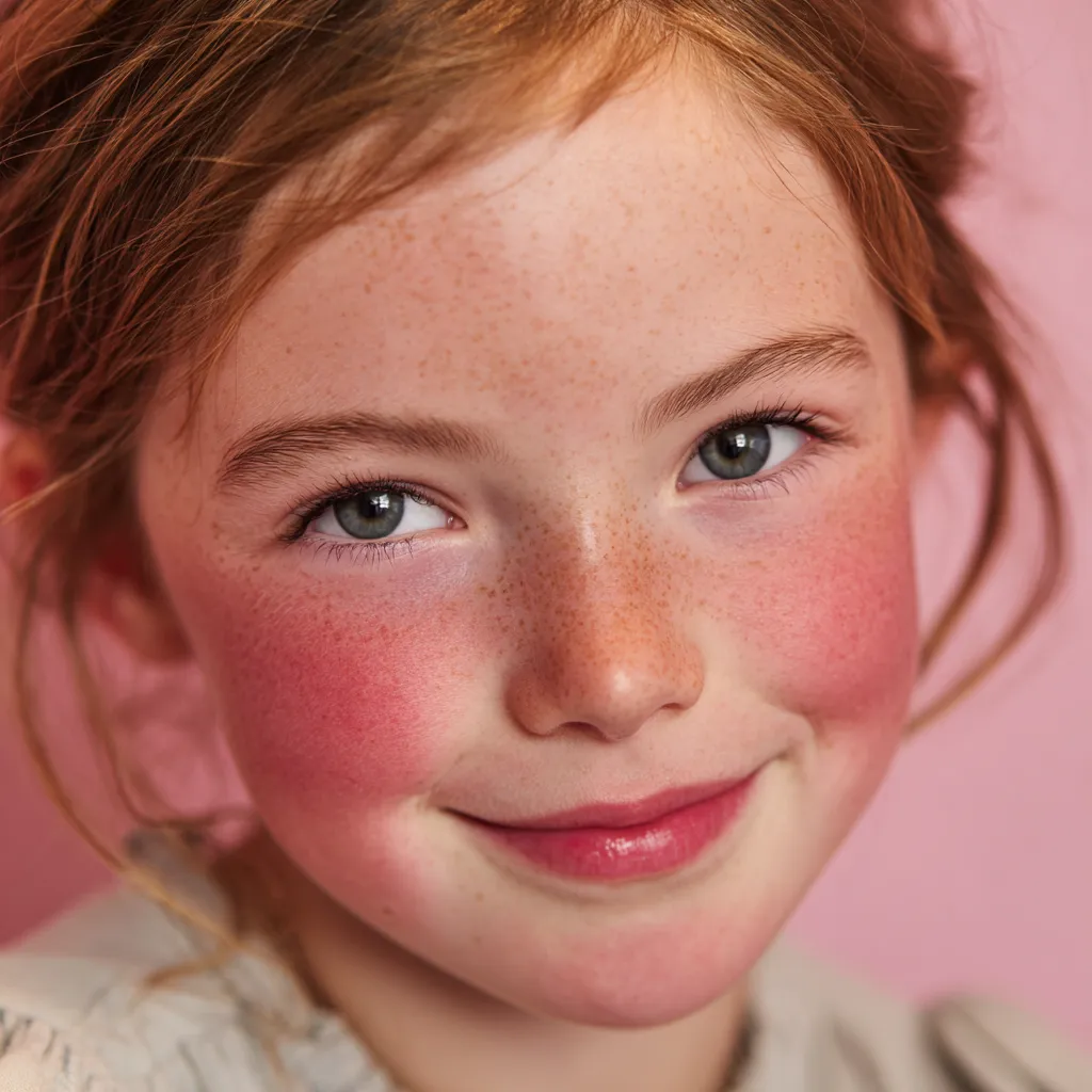 young girl cream blush minimal makeup birthday