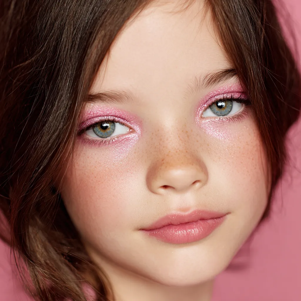 child light shimmer lid party makeup portrait