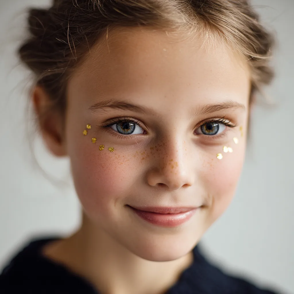 kids face jewels festive birthday makeup portrait