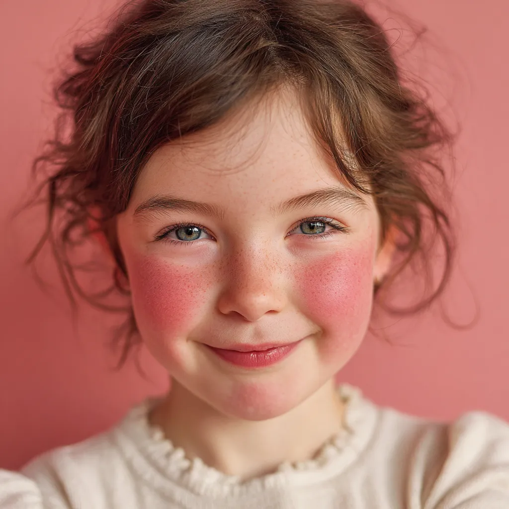girl with rosy blush flush natural kids party look