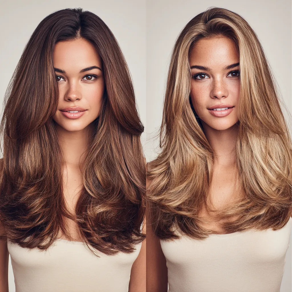 thick long hair butterfly layers voluminous blowout