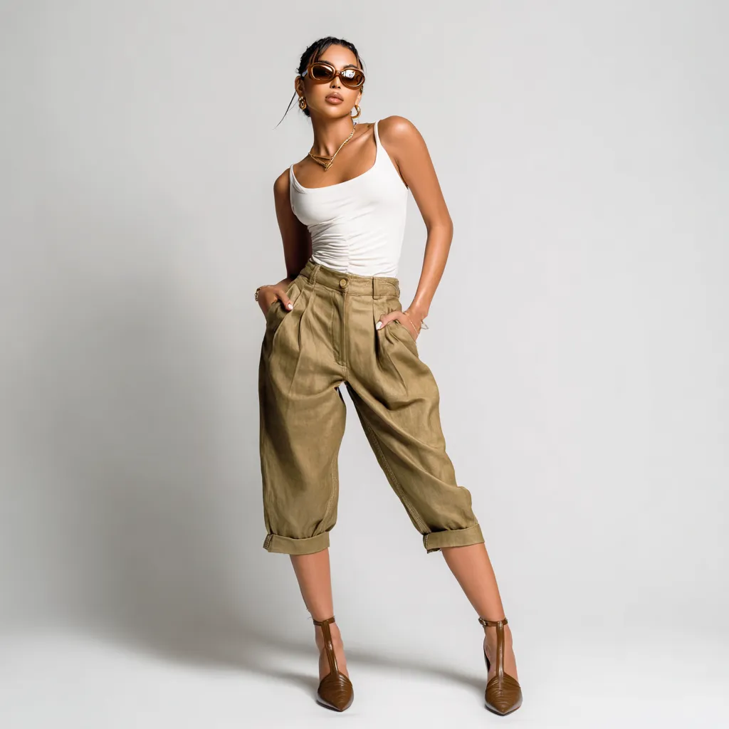 spring 2026 capri pants neutral color styling kitten heels