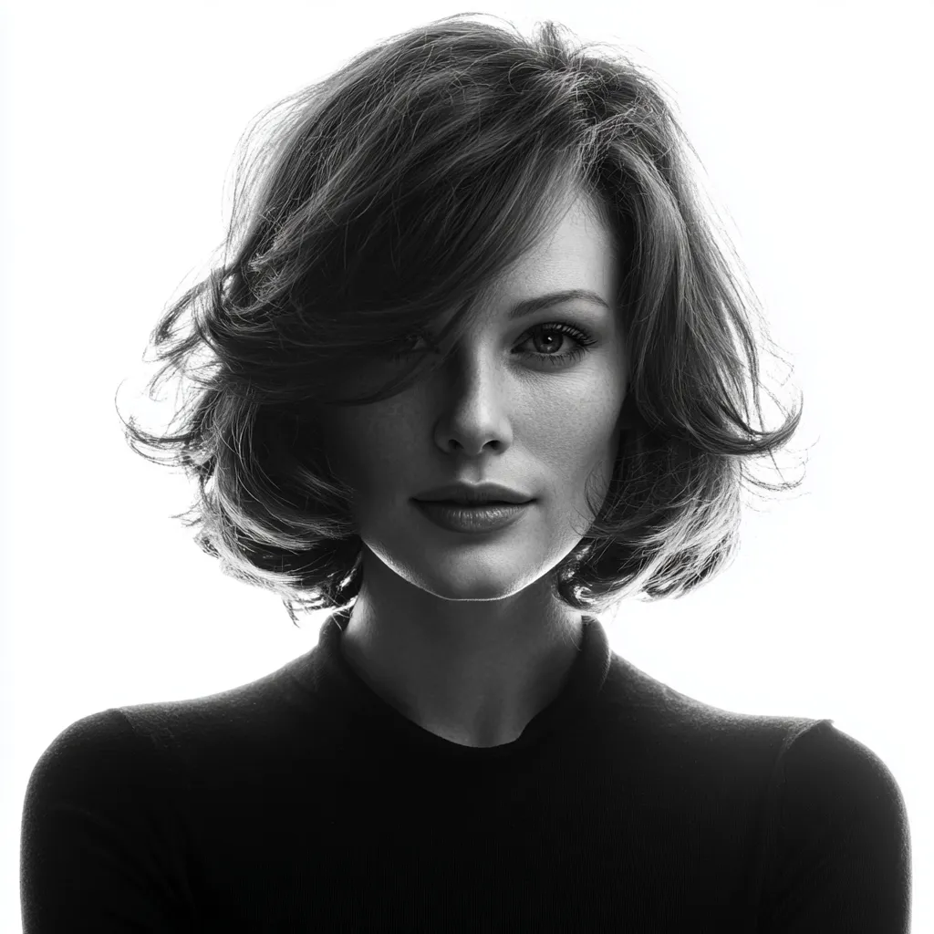 Soft U-shaped haircut with lifted root volume