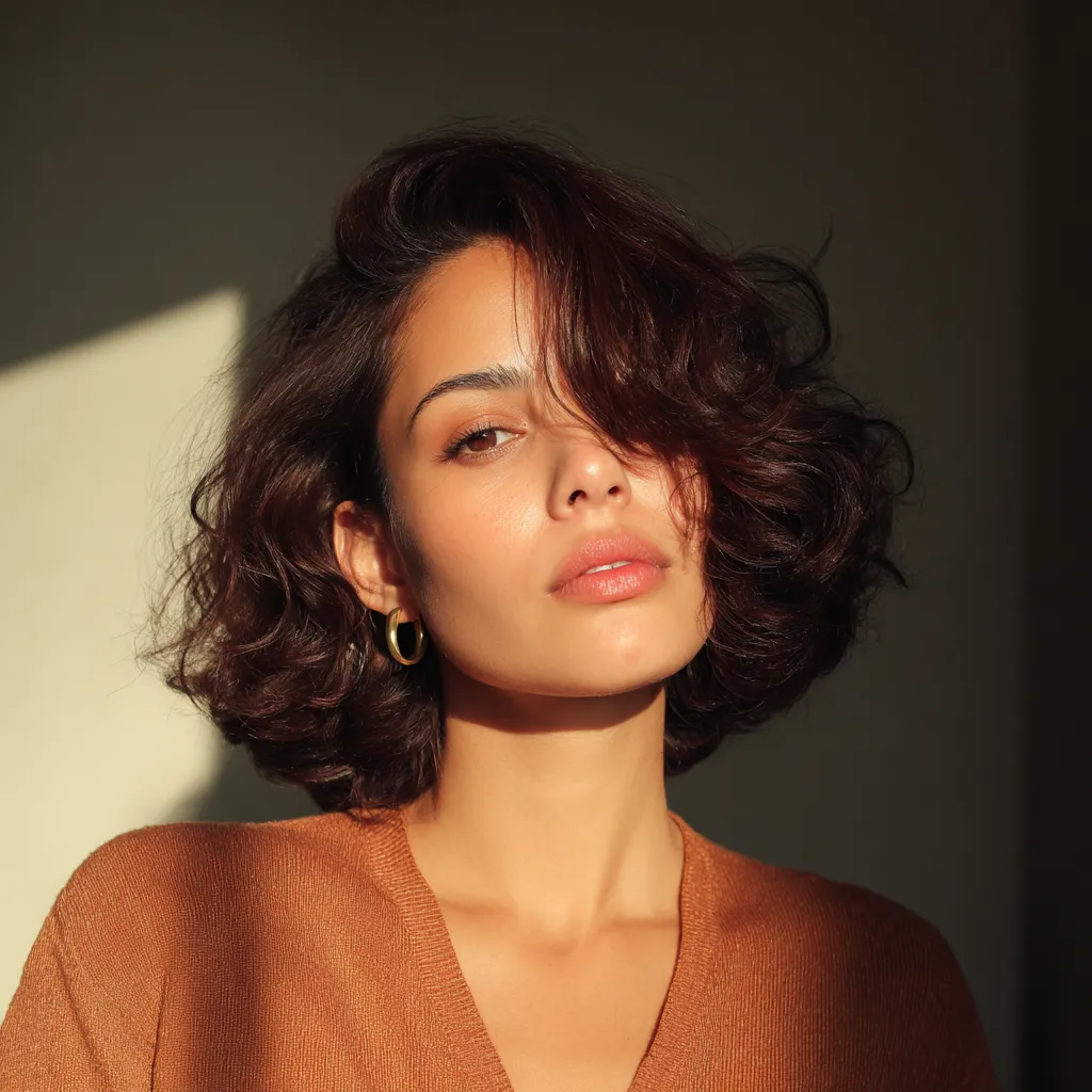 Layered cloud cut haircut showing spring movement on medium hair
