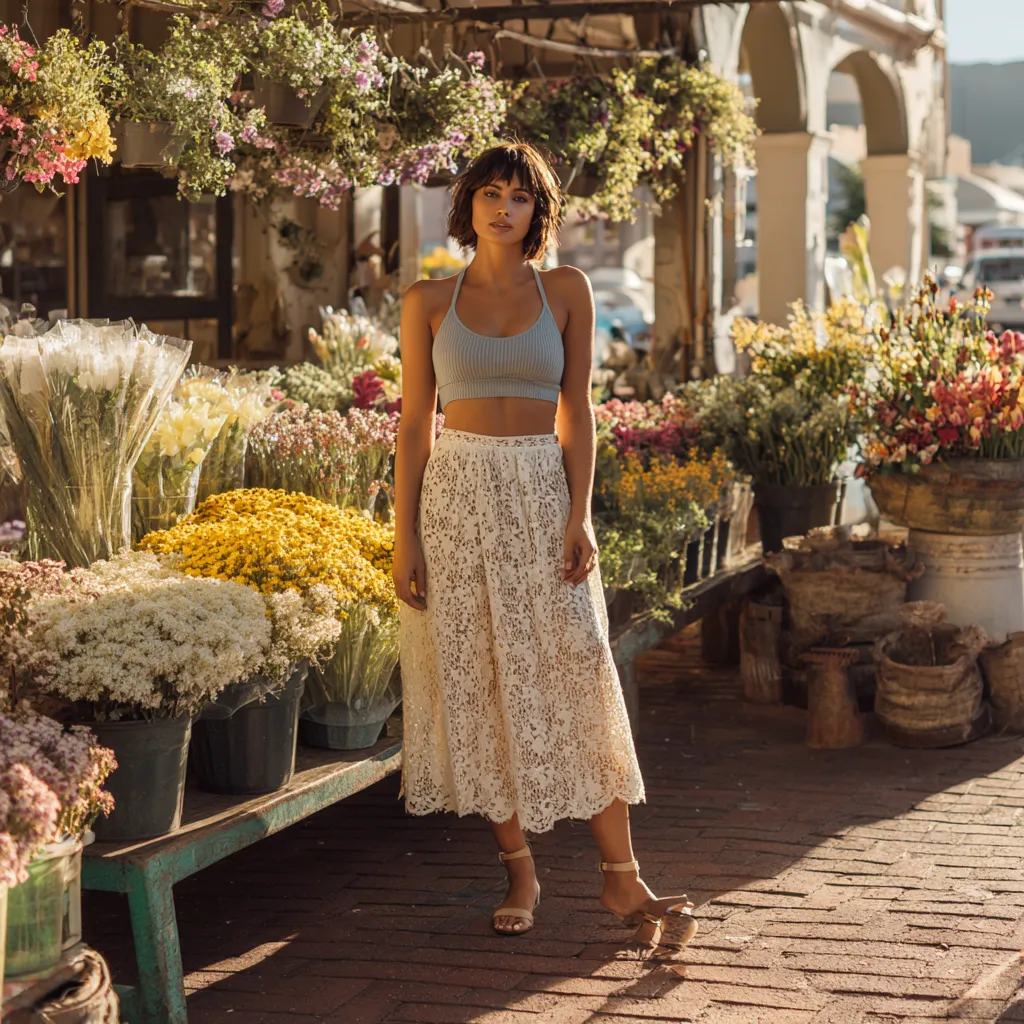 lace A-line skirt street style spring 2026